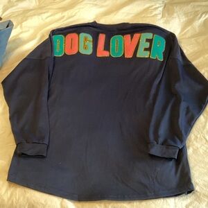 Simply Southern Navy Long Sleeve with Pink Paw Print Dog Lover on back